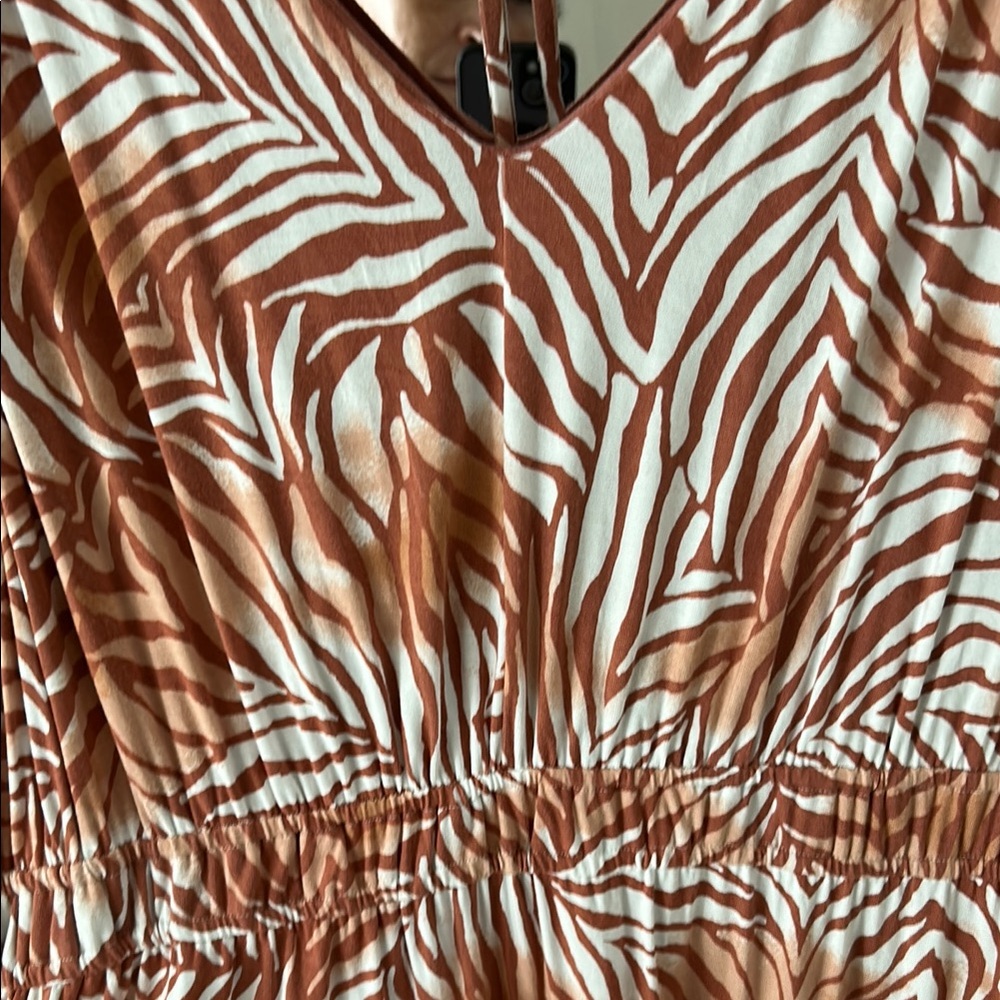 Soma EUC burnt apricot and white shelf bra soma cool fabric knit rayon dress - Picture 2 of 5